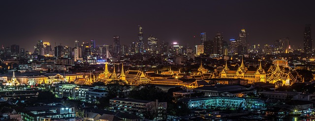 Bangkok skyline in Thailand at sunset