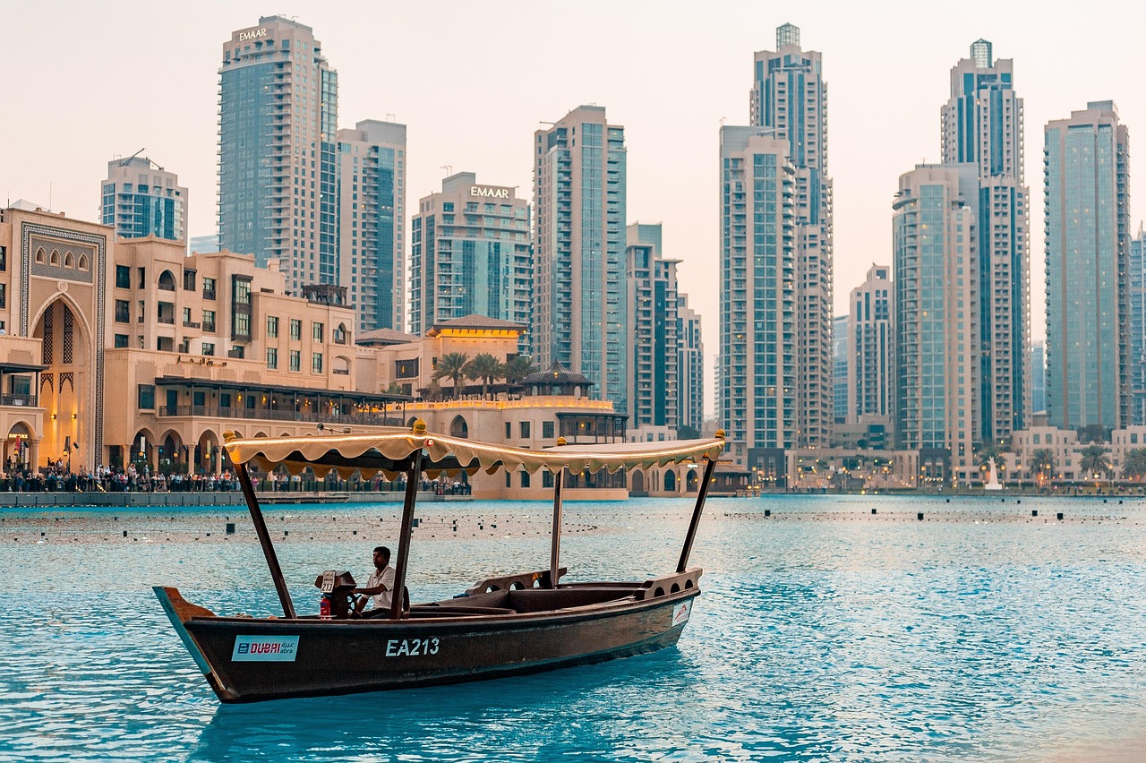 Dubai skyline at sunset