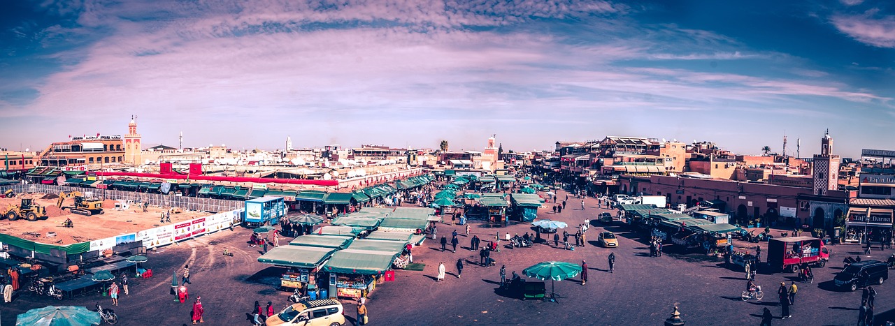 View across Marrakech rooftops and historic buildings