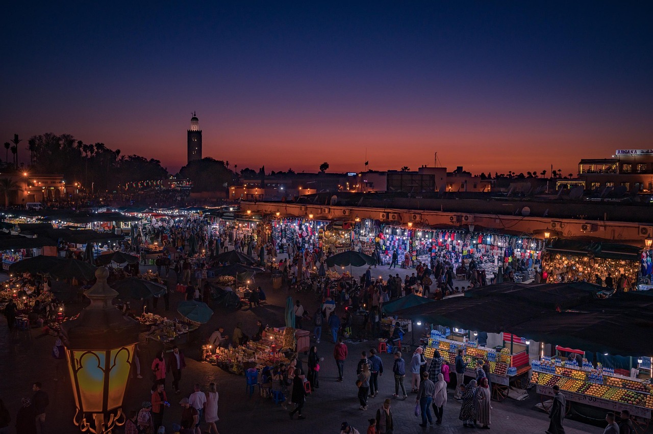 Traditional street scene in Morocco medina
