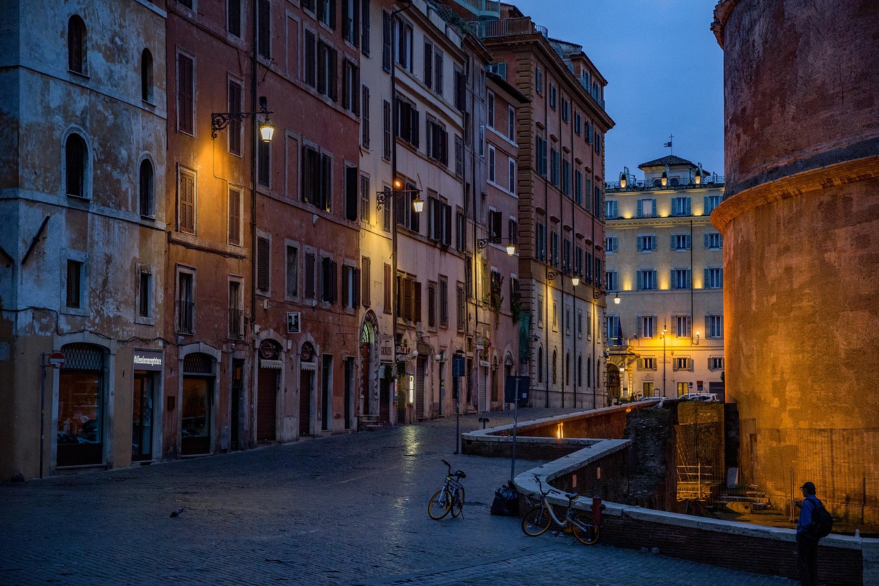 Historic street scene in Rome near central attractions