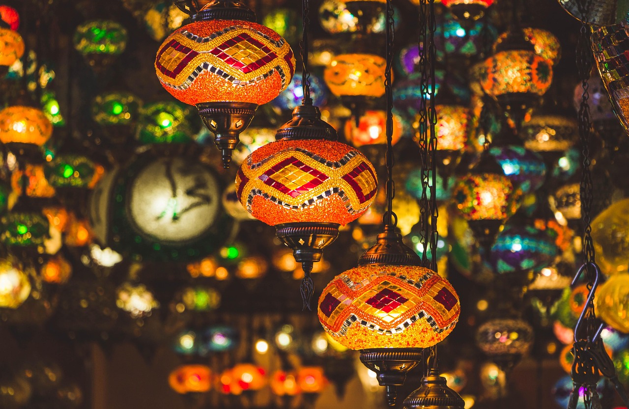 Colorful market and city scene in Turkey